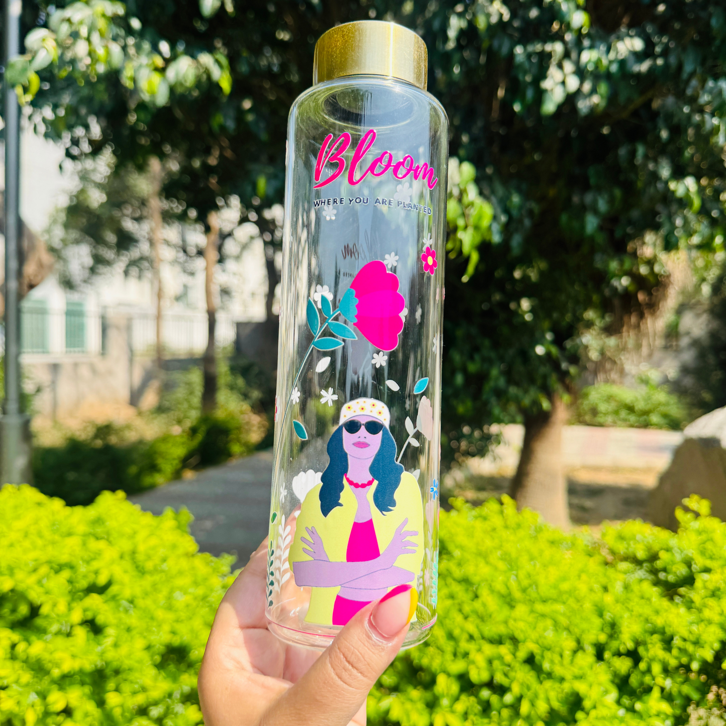 HOC Glass Bottle (Bloom where you are planted)