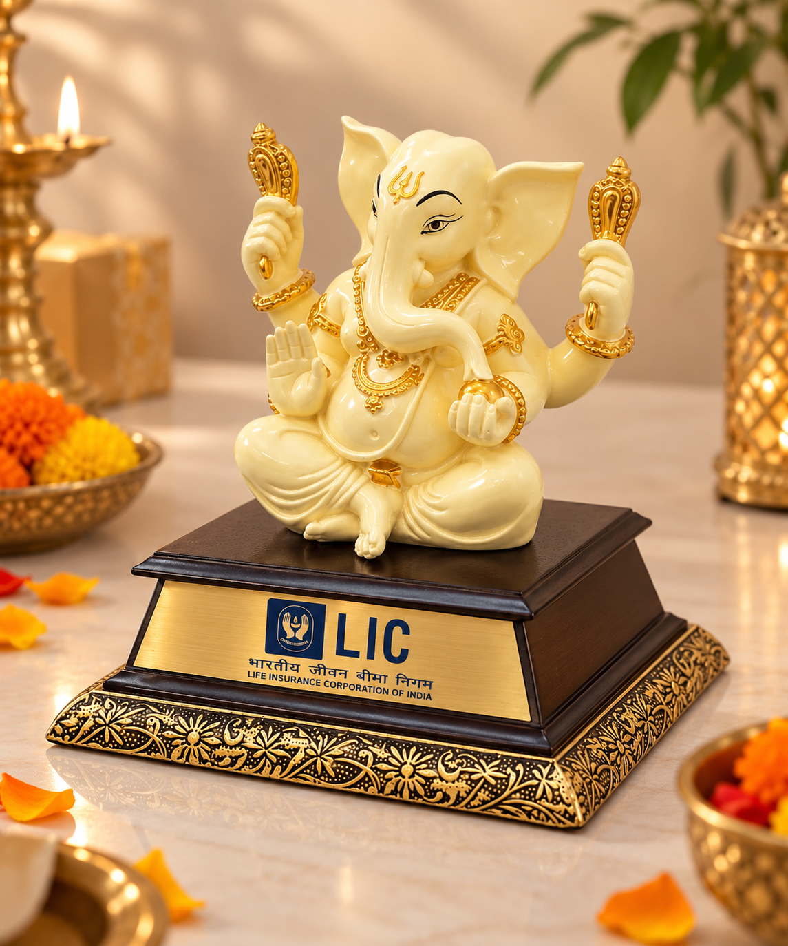 Premium Ganesha Idol with Customized Base
