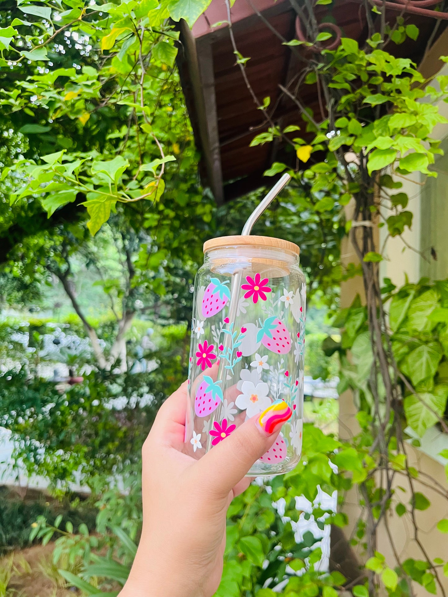 HOC Glass Sipper (Pink Strawberry)