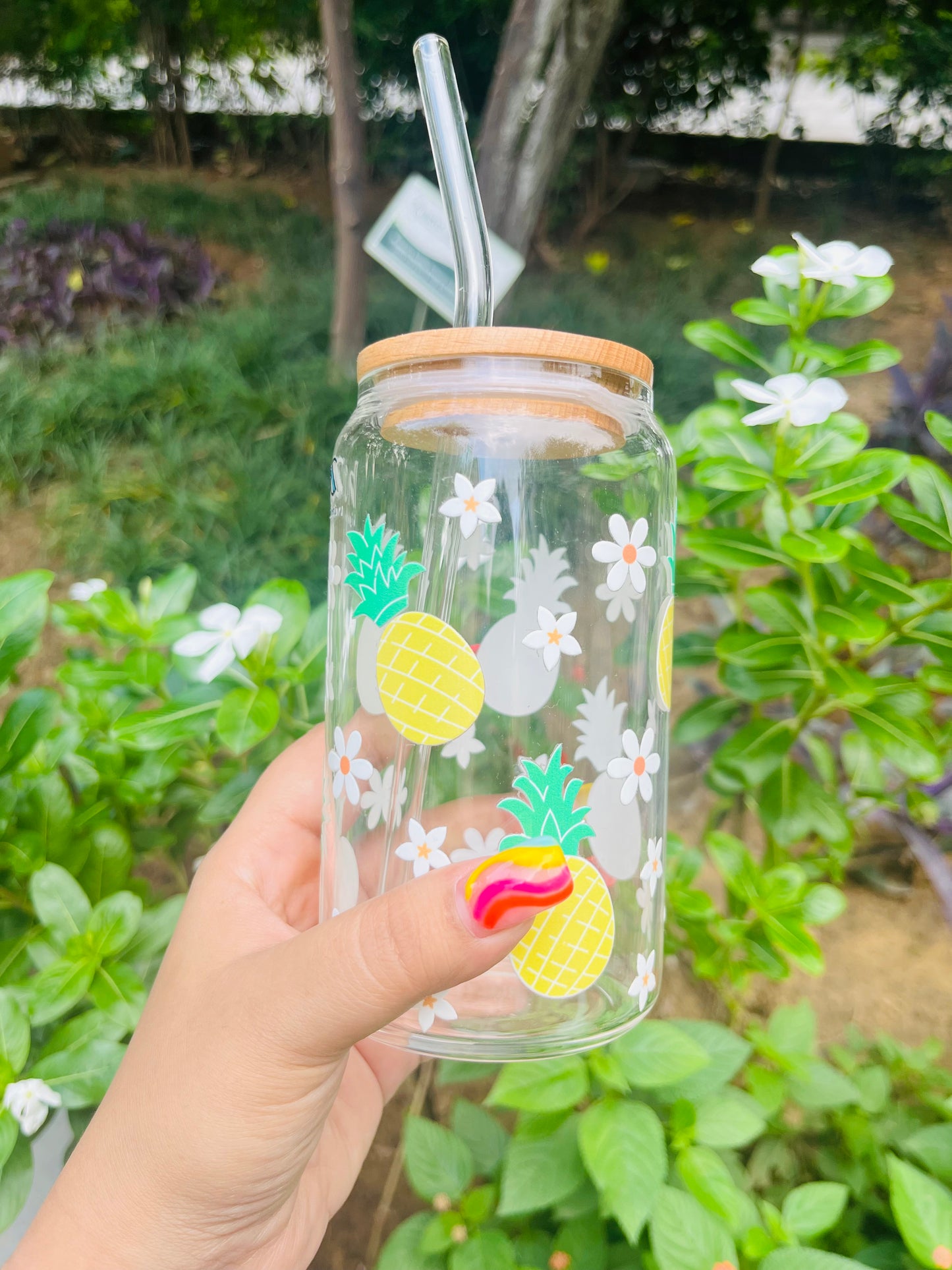 HOC Glass Sipper (Pineapple Daisy)
