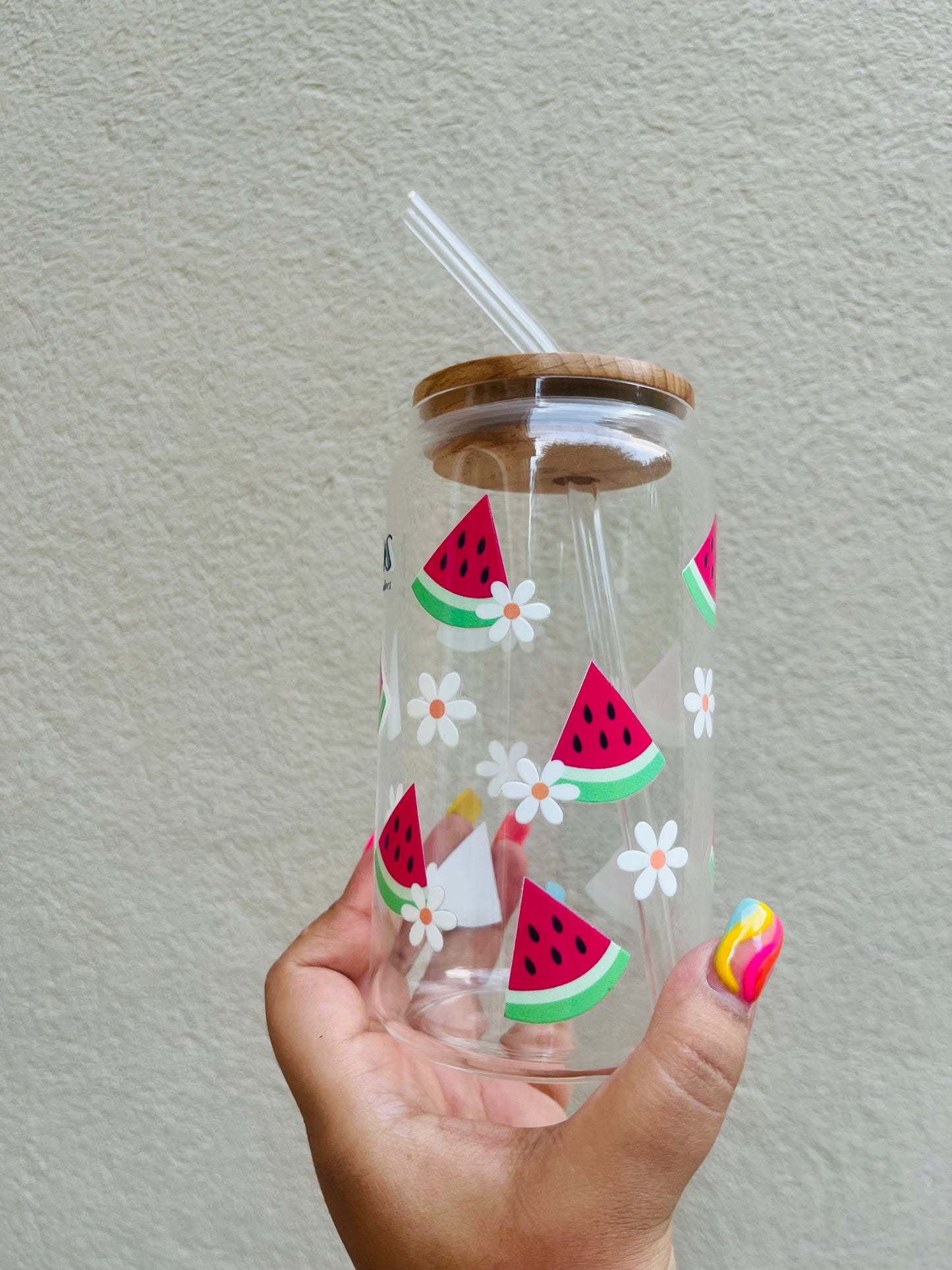 HOC Glass Sipper (Watermelon Daisy Twist)