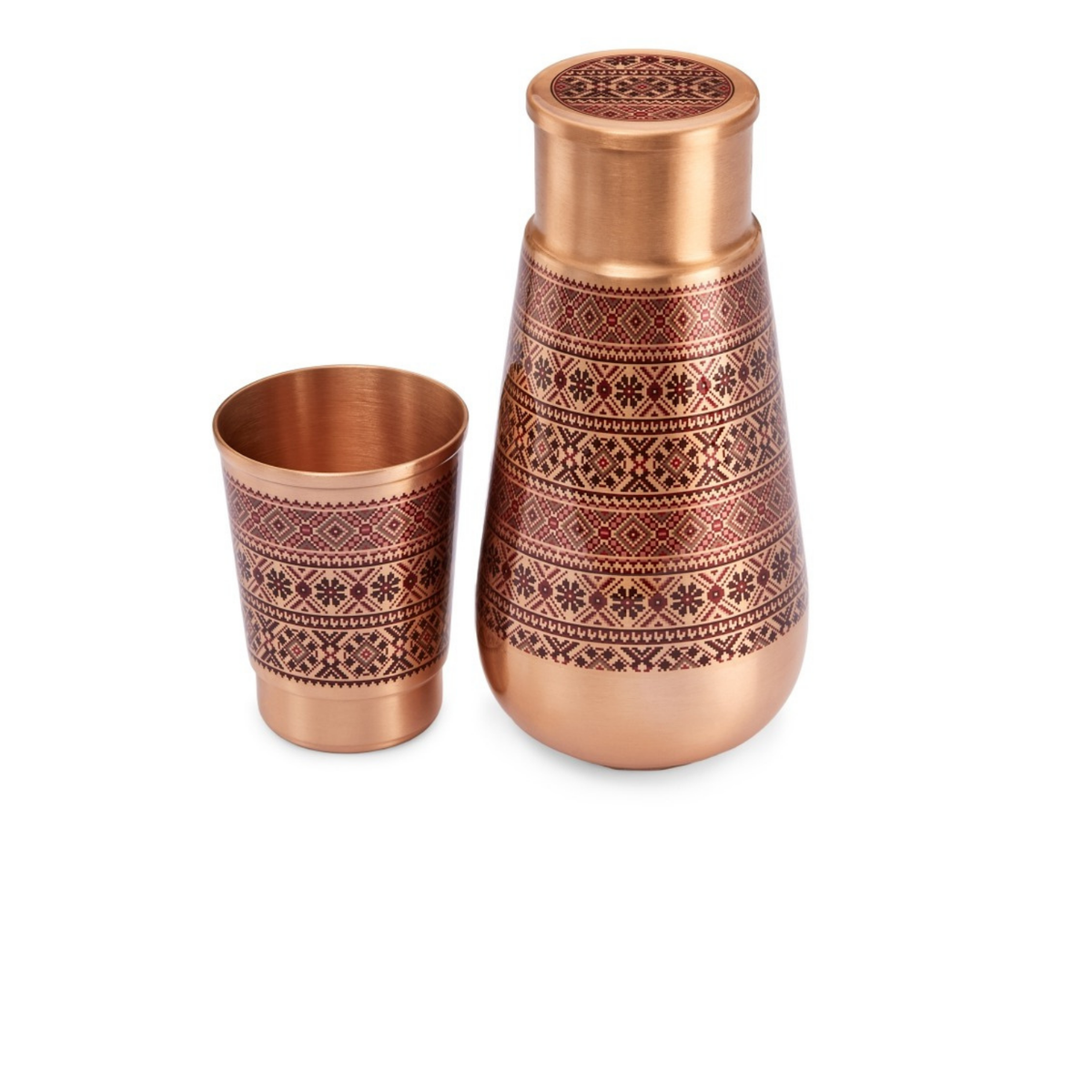 Tanjore Pure Copper Decoupage Carafe & Glass