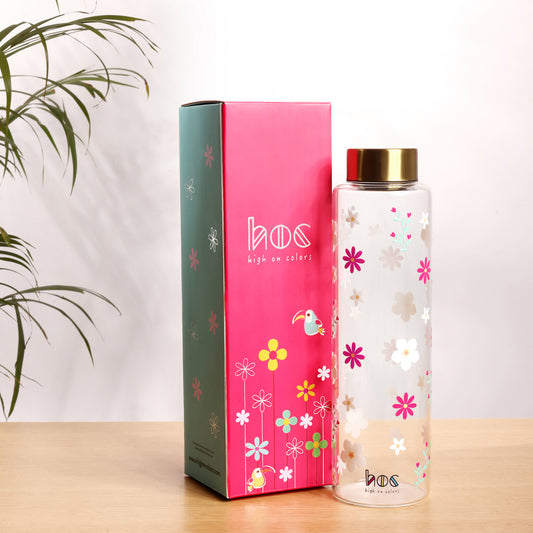 HOC Glass Bottle (White Flowers)
