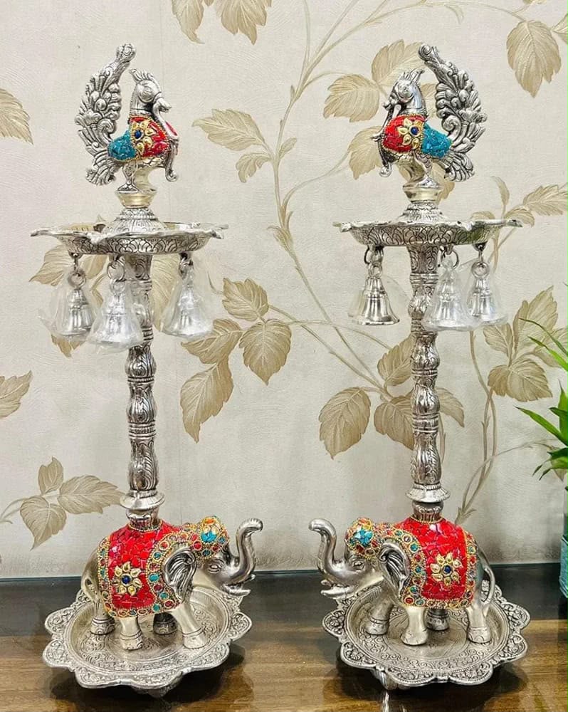 Royal Peacock Diya Pair
