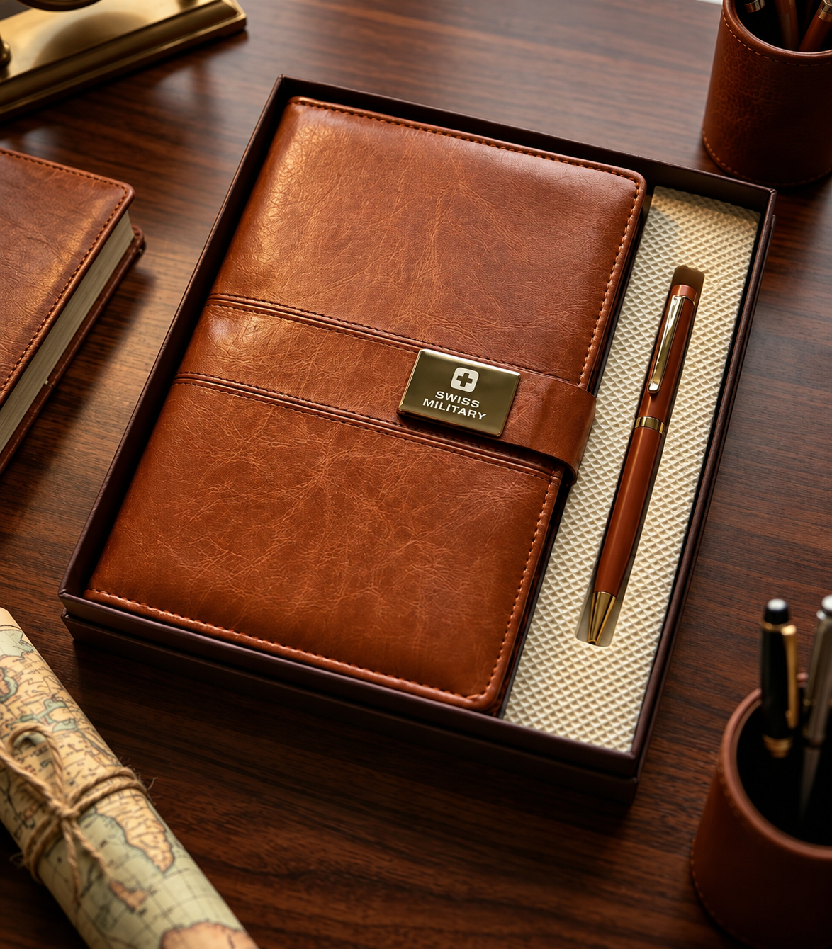 Executive Leather Notebook & Pen Gift Set