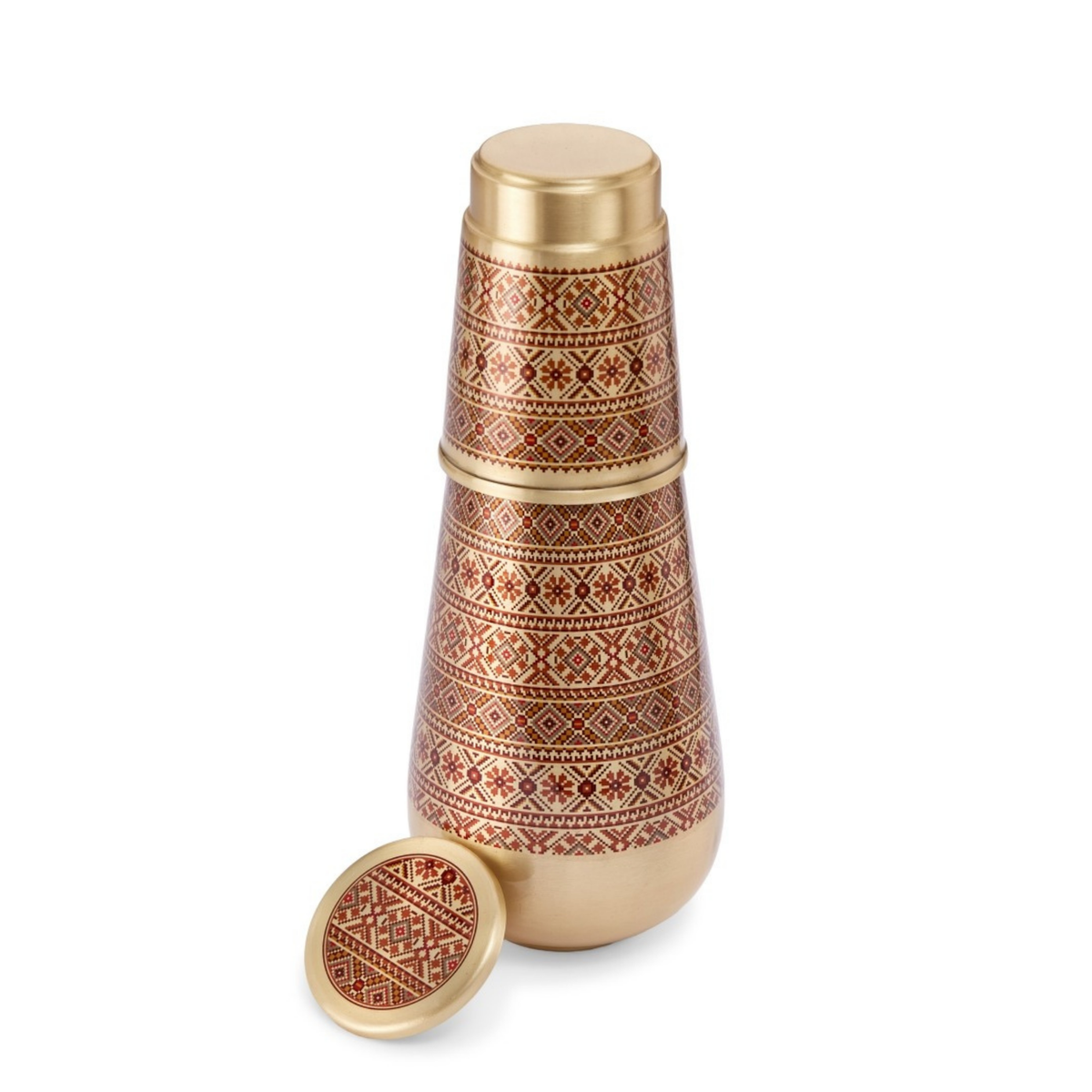Mysore Pure Brass Decoupage Carafe & Water Glasses