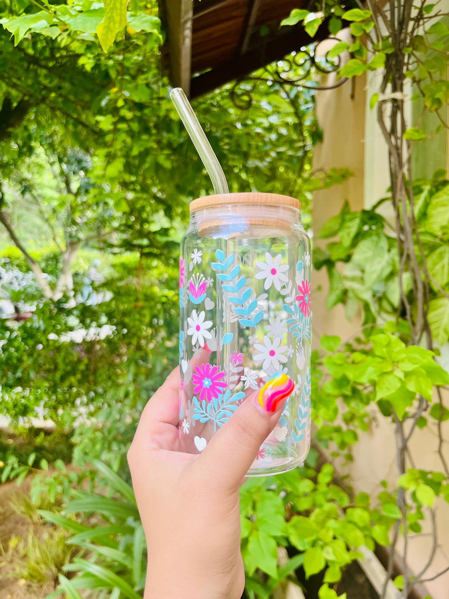 HOC Glass Sipper (Pastel Garden)