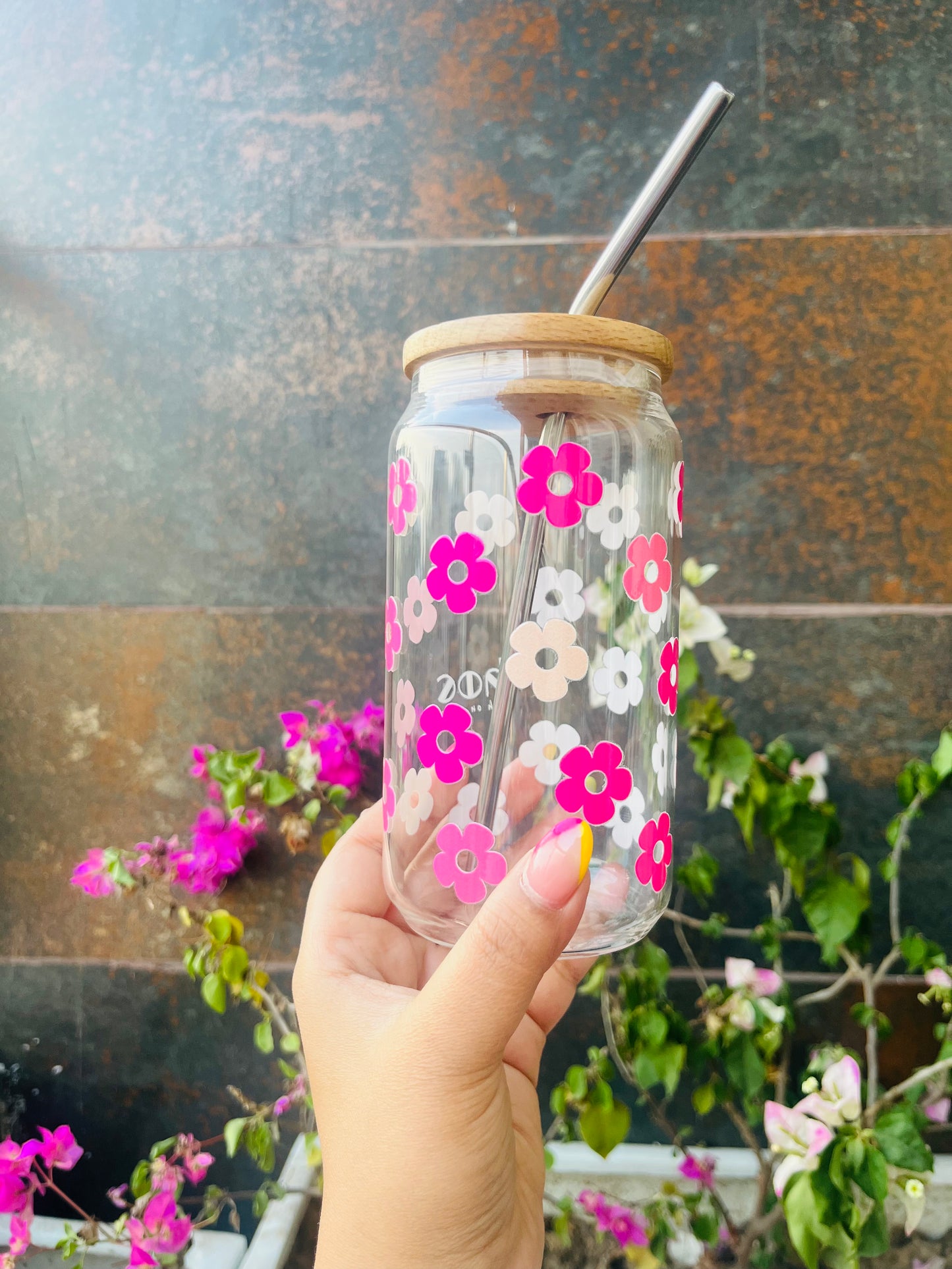 HOC Glass Sipper (Pink Petals)
