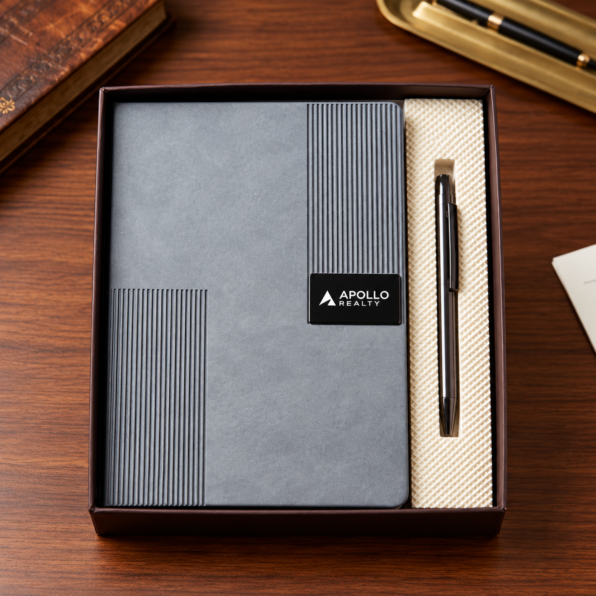 Premium Grey Executive Notebook & Pen Gift Set
