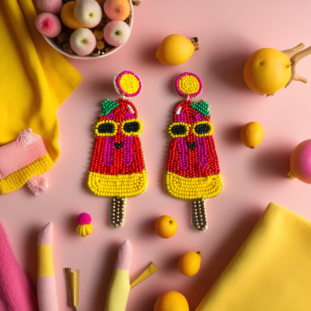 Icy Treats: Handmade Beaded Ice Cream Earrings