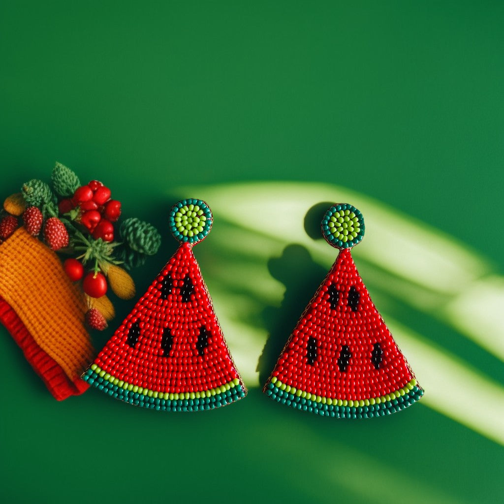 Melon Delight: Handcrafted Beaded Watermelon Earrings