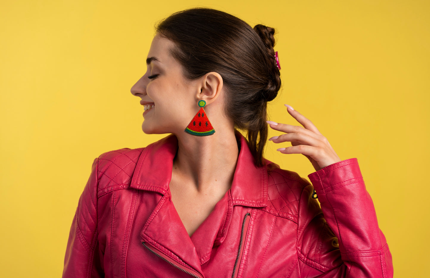 Melon Delight: Handcrafted Beaded Watermelon Earrings
